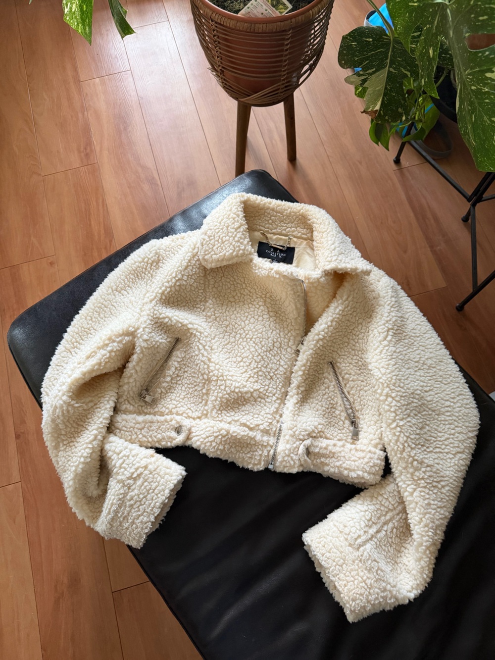 Cream Faux Sherpa Crop Jacket
